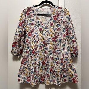 GAP Women's Maternity Multicolor Half Sleeve V neck Floral Blouse Size S